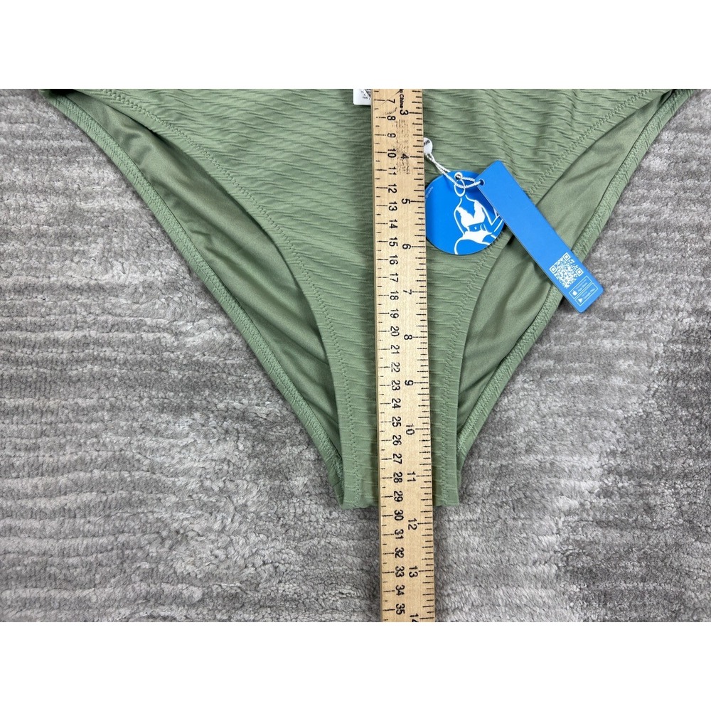 CUPSHE Bikini Bottom Womens L Sage Green Textured High Waisted Swimwear NEW - Picture 3 of 8